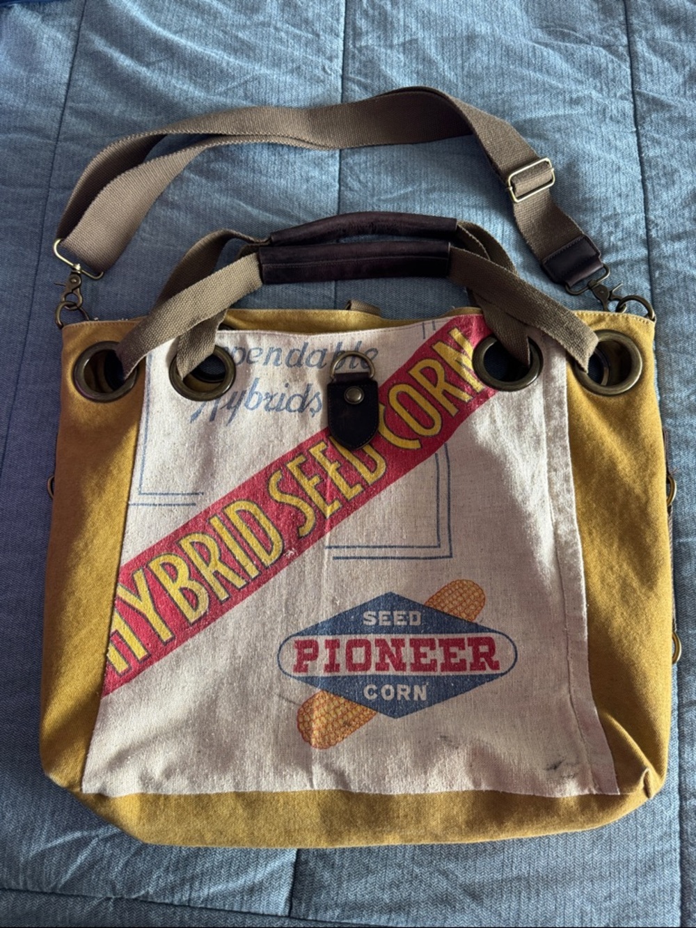 Pioneer Seed Bag - Vintage - Open Top Tote - Canvas and Leather